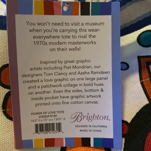 NWT Brighton Power Of Love Large Canvas Tote Bag - Picture 7 of 7